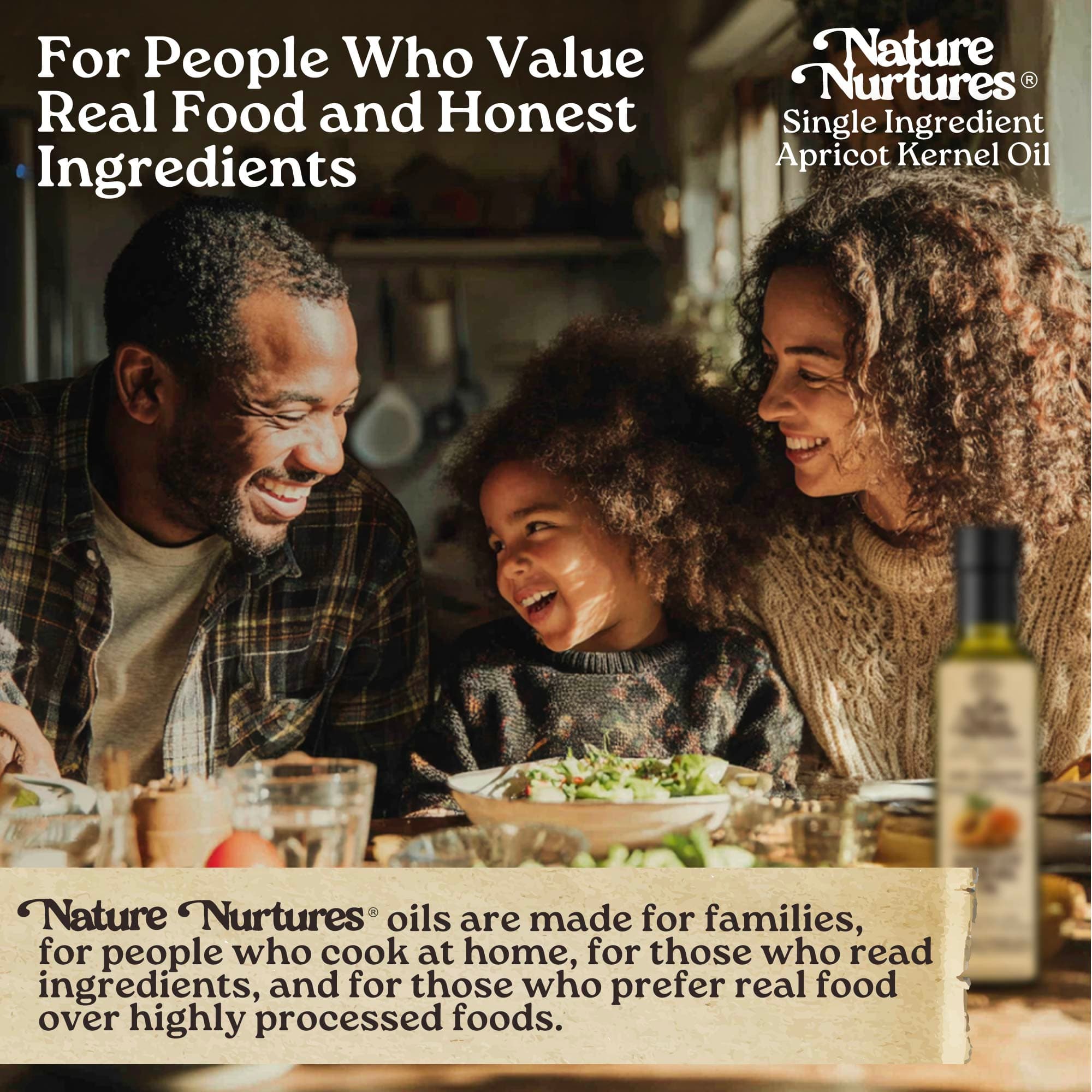 It comes back to the table, for people who value real food and honest ingredients, for families who cook at home, read labels, and choose real over highly processed, where single ingredient apricot kernel oil becomes part of everyday meals made with intention, the kind of meals that stay in memory longer than expected.